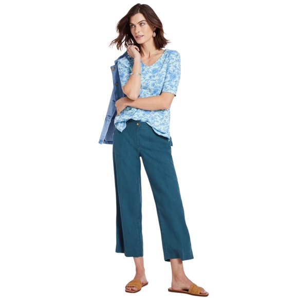 J.JILL LINEN CREASED-FRONT WIDE-LEG PANTS MEDIUM - Picture 3 of 4